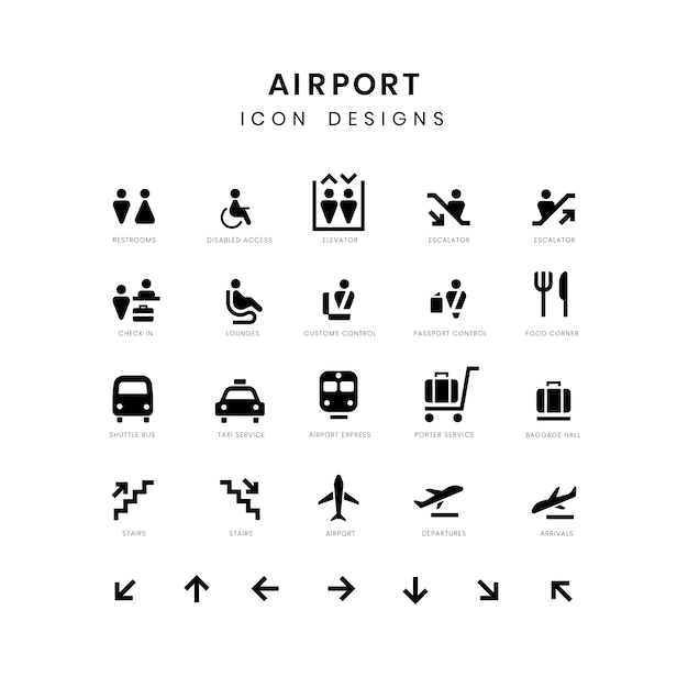 Free Vector airport service signs vector set