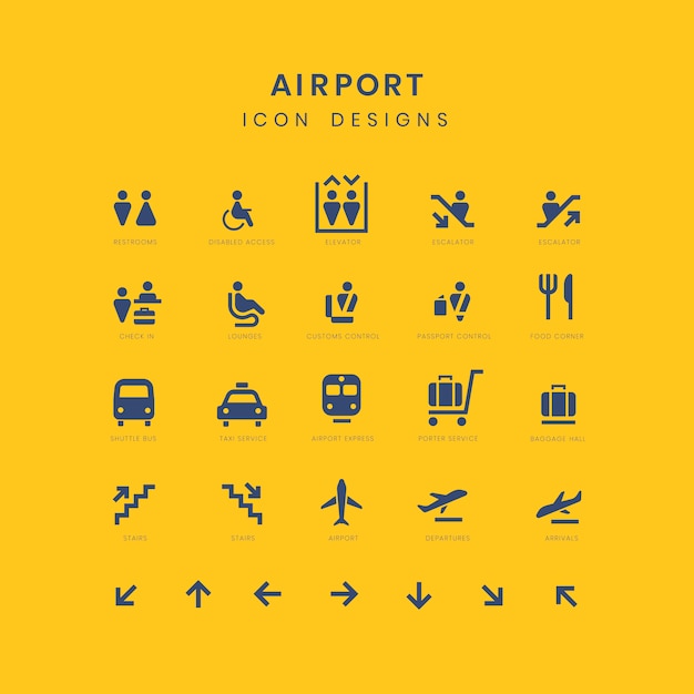 Free Vector airport service signs vector set