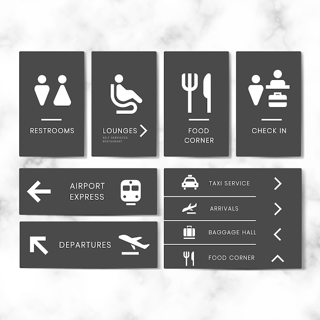 Free Vector airport signs icon vector set