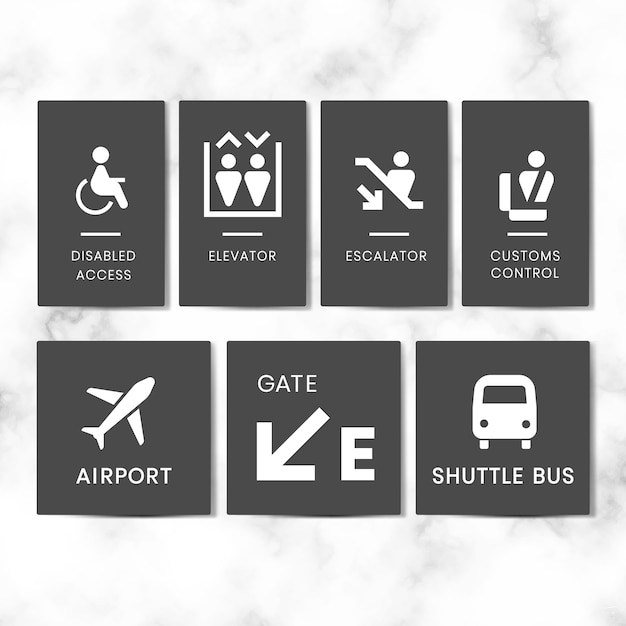 Free Vector airport signs icon vector set