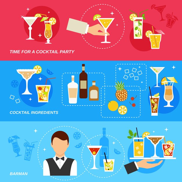 Alcohol Cocktails banner set