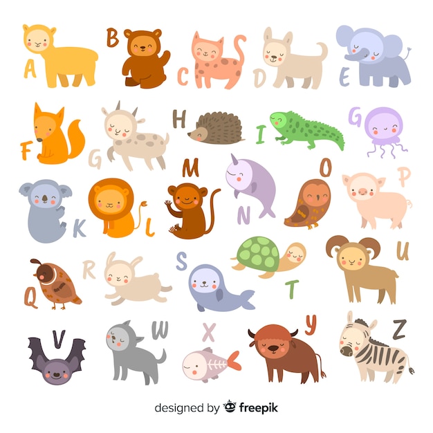 Free Vector alphabet made out letters and animals