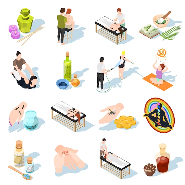 Free Vector alternative medicine isometric icons