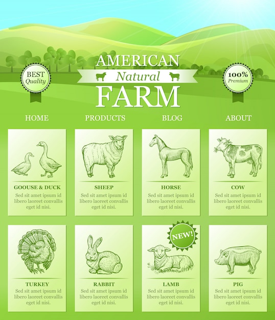 Free Vector american farm landing for website 