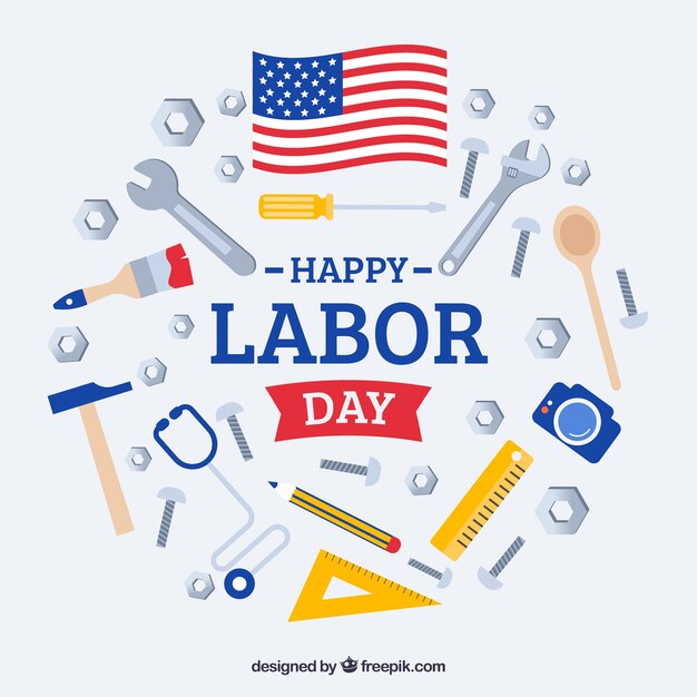 American labor day composition with flat design