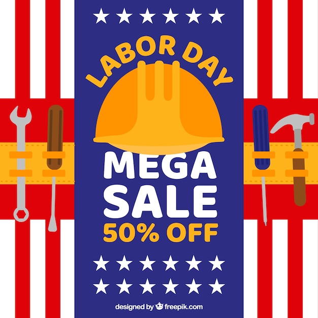 Free Vector american labor day sale with flat design