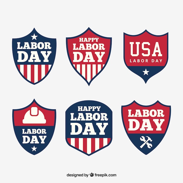 Free Vector american vintage labor day badges set