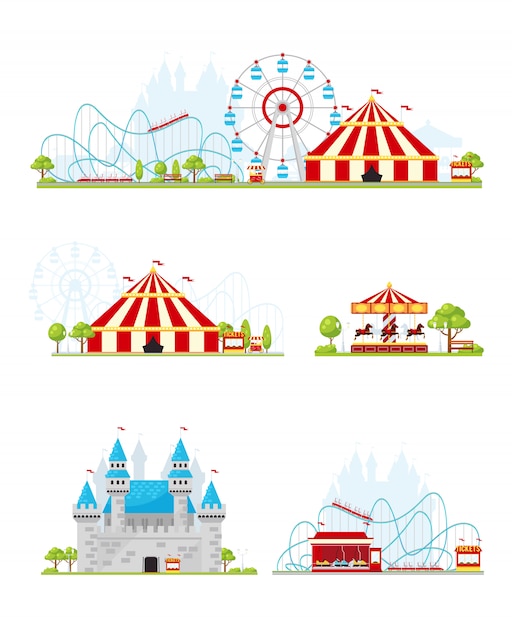 Free vector amusement park banner set