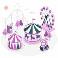 Free vector amusement park concept illustration