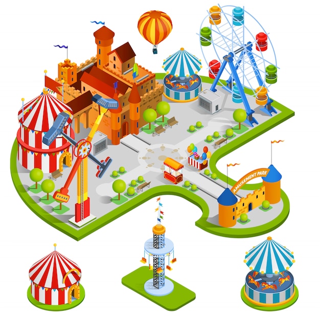 Amusement Park Isometric illustration