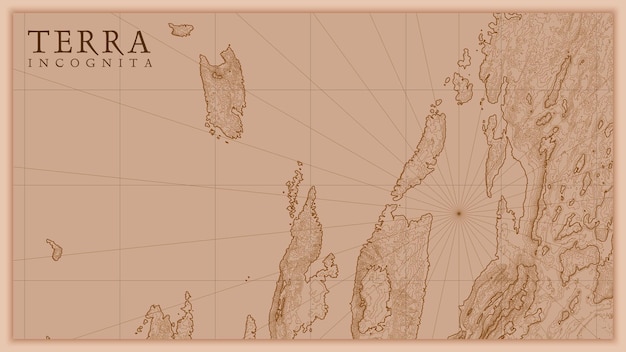 Free Vector ancient abstract earth relief old map. generated conceptual elevation map of fantasy landscape.