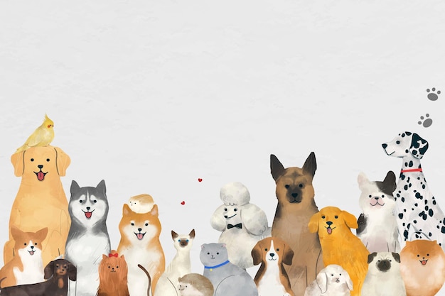 Free Vector animal background vector with cute pets illustration