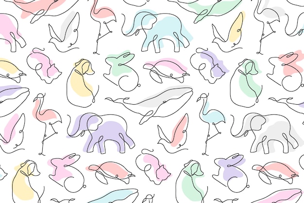 Free Vector animal pattern background, colorful seamless line art design vector