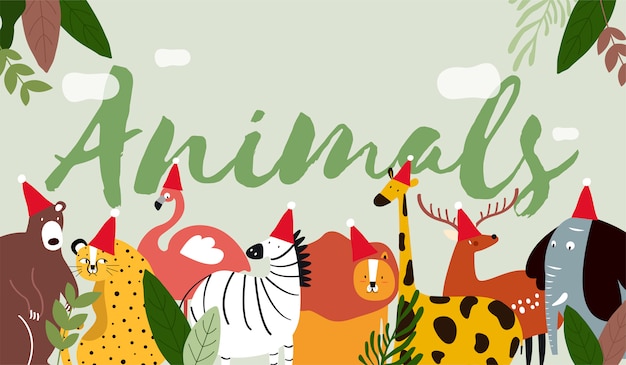 Free Vector animals in a cartoon style