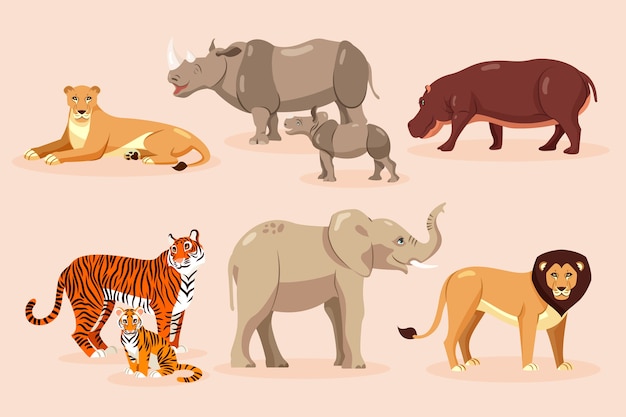 Free Vector animals hand drawn flat animal collection