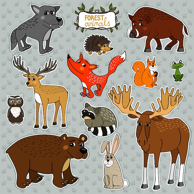 Free Vector animals owl deer fox