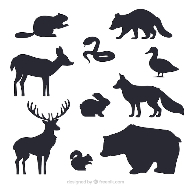 Free vector animals silhouettes collection