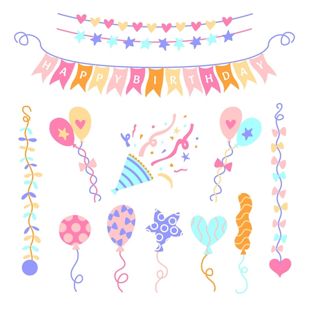 Free Vector anniversary birthday decorations design