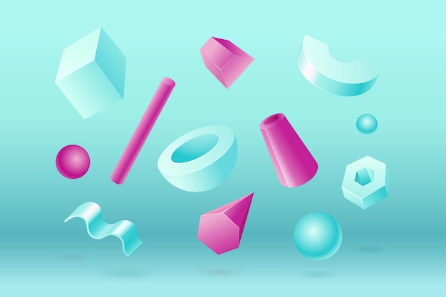 Antigravity geometric shapes in 3d effect