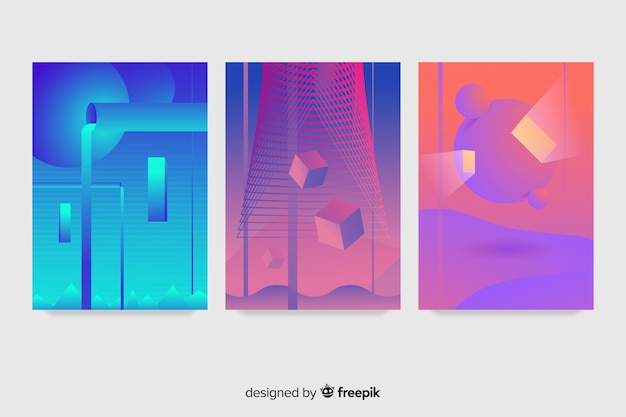 Free Vector antigravity geometric shapes cover collection