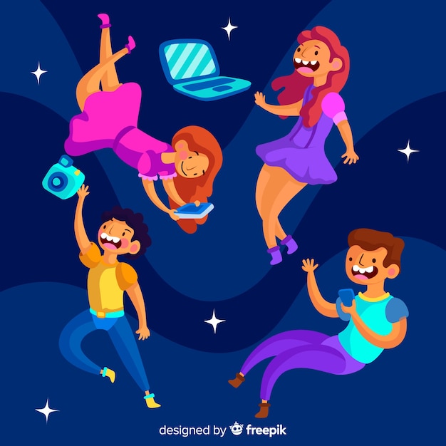 Free Vector antigravity people background