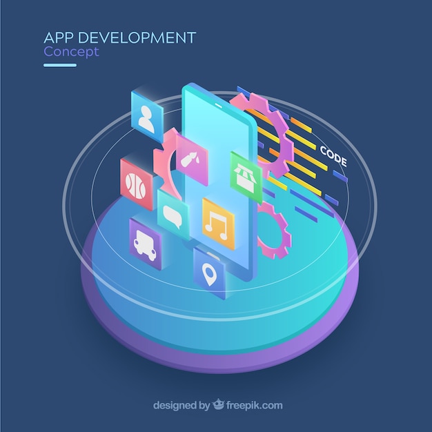 Free Vector app development concept with flat design