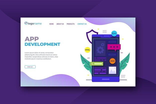 App development landing page template