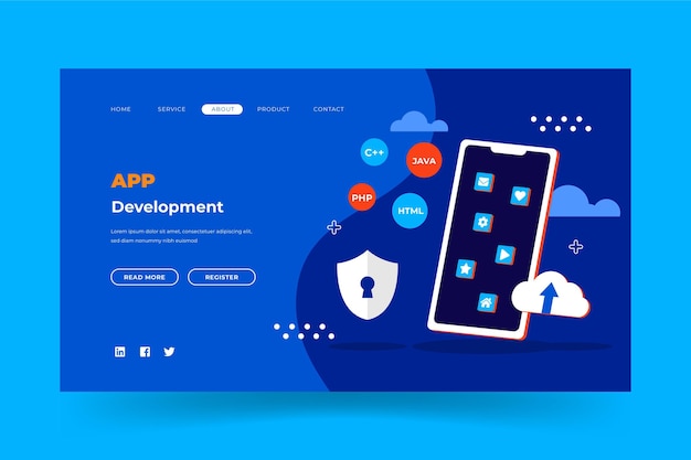 Free Vector app development web page template