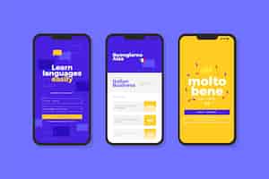 Free vector app for learning a new language interface
