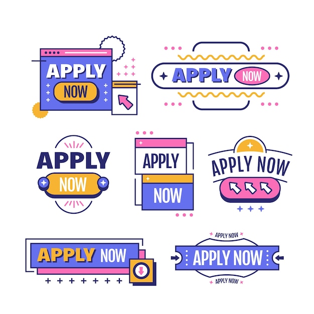 Free Vector apply now labels design set