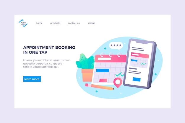 Free vector appointment booking landing page template