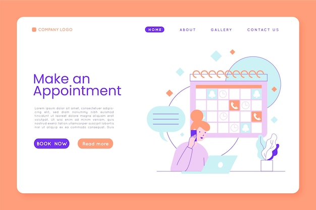 Free vector appointment booking landing page template