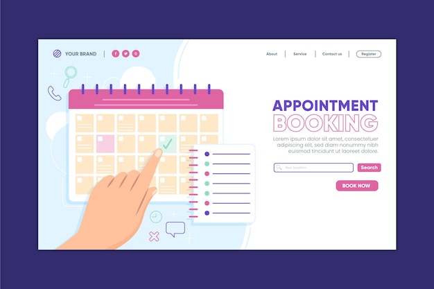 Free vector appointment booking landing page