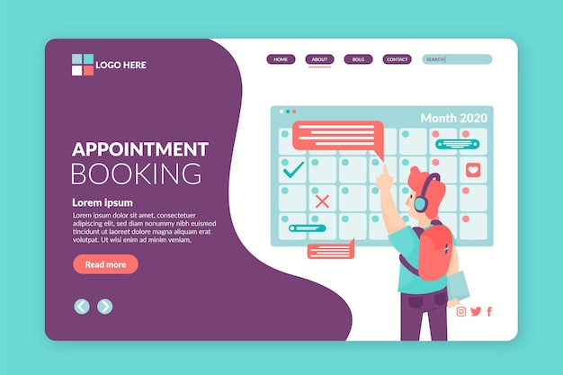 Free Vector appointment booking template for landing page