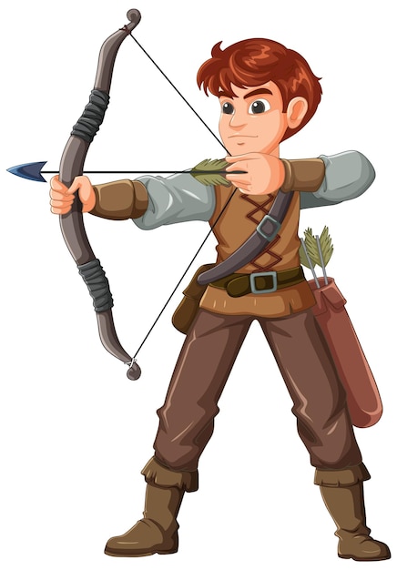 Free Vector archer aiming with bow and arrow