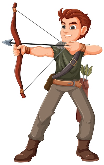 Free vector archer aiming with bow and arrow