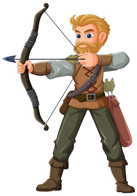 Free Vector archer aiming with bow and arrow