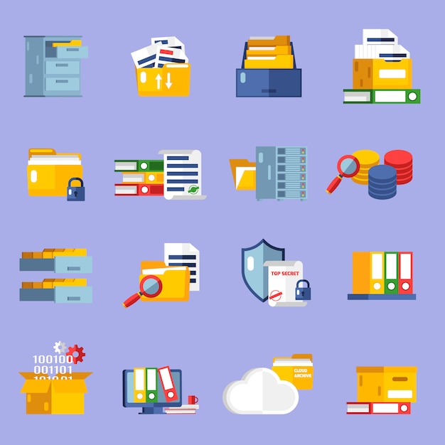 Free Vector archive icons set