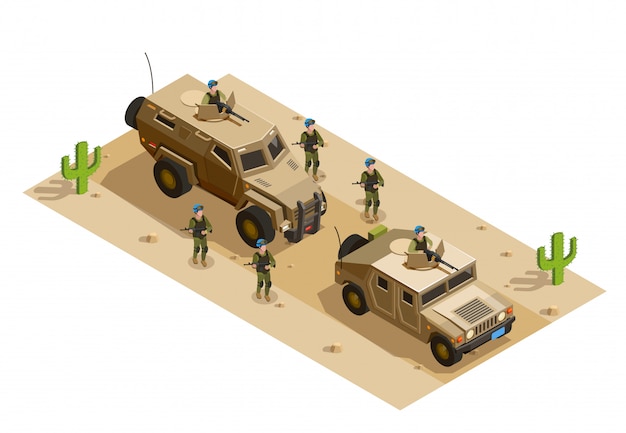 Free Vector .army military vehicles isometric  