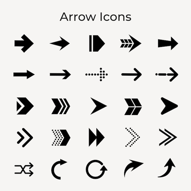 Free Vector arrow icon, black business sticker, direction symbol vector set