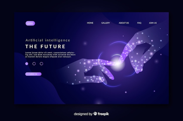 Free Vector artificial intelligence template landing page