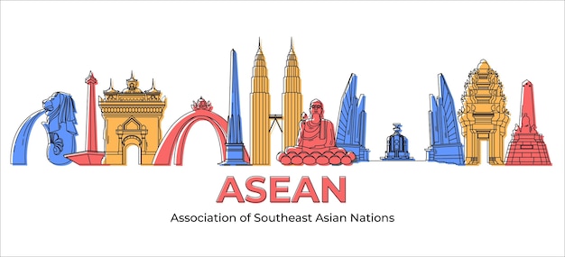 Free Vector asean building illustration