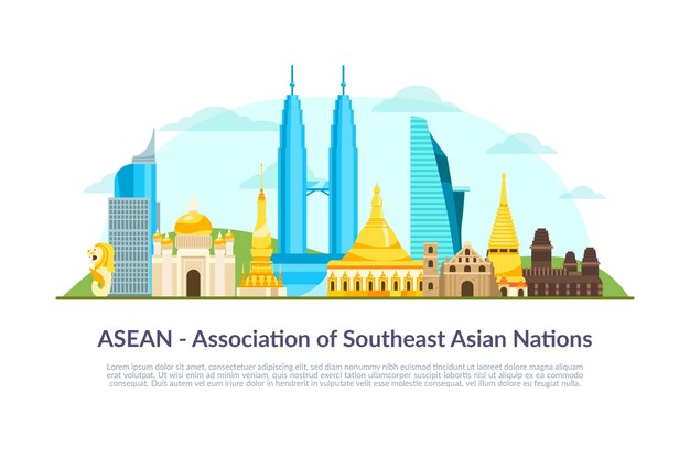 Asean buildings illustration