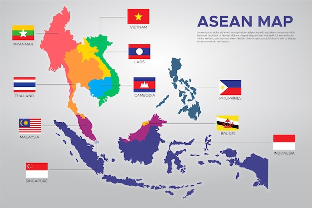 Free Vector asean map infographic