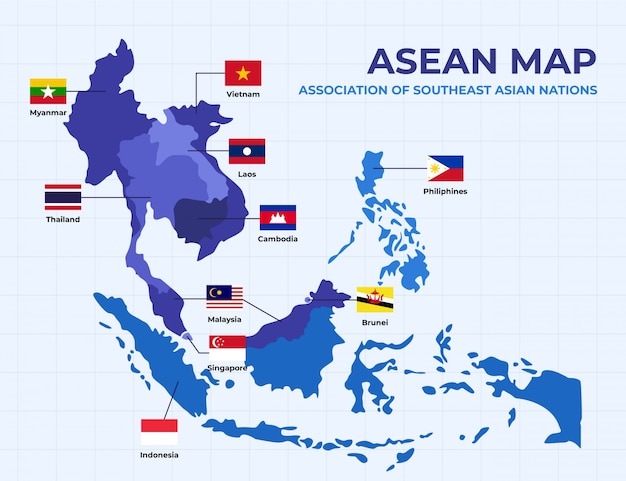 Free Vector asean map infographic