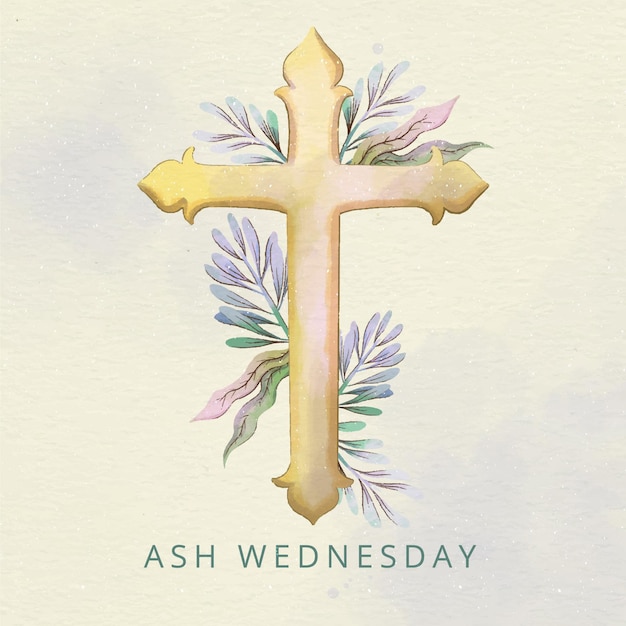 Free Vector ash wednesday cross in watercolor