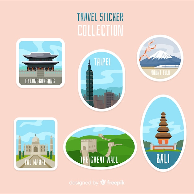 Free Vector asia sticker collection