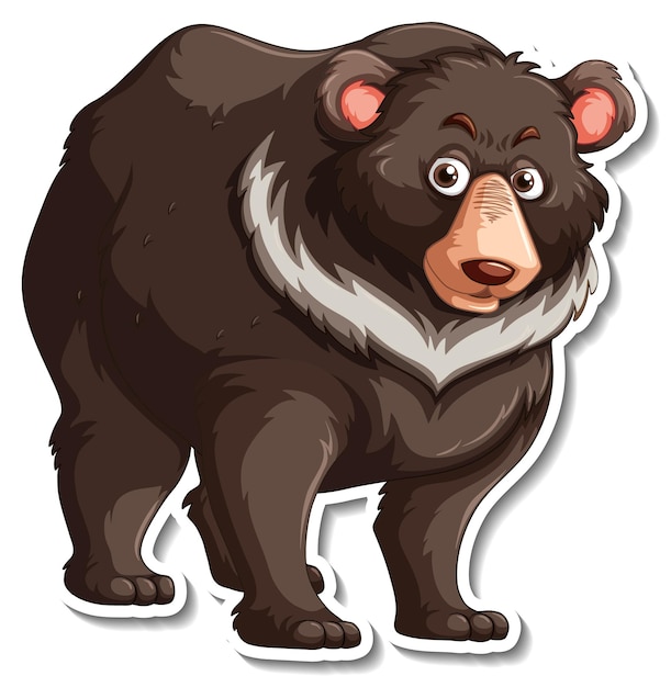 Free Vector asian black bear animal cartoon sticker