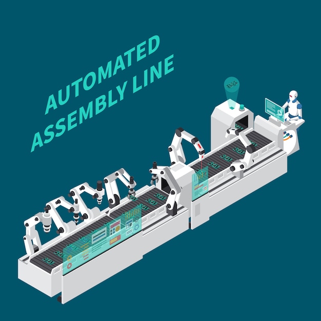 Free Vector assembly line isometric