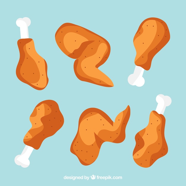 Free Vector assorted thighs and wings chicken 